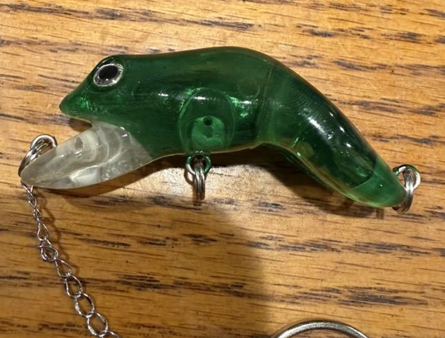Green frog lure keychain