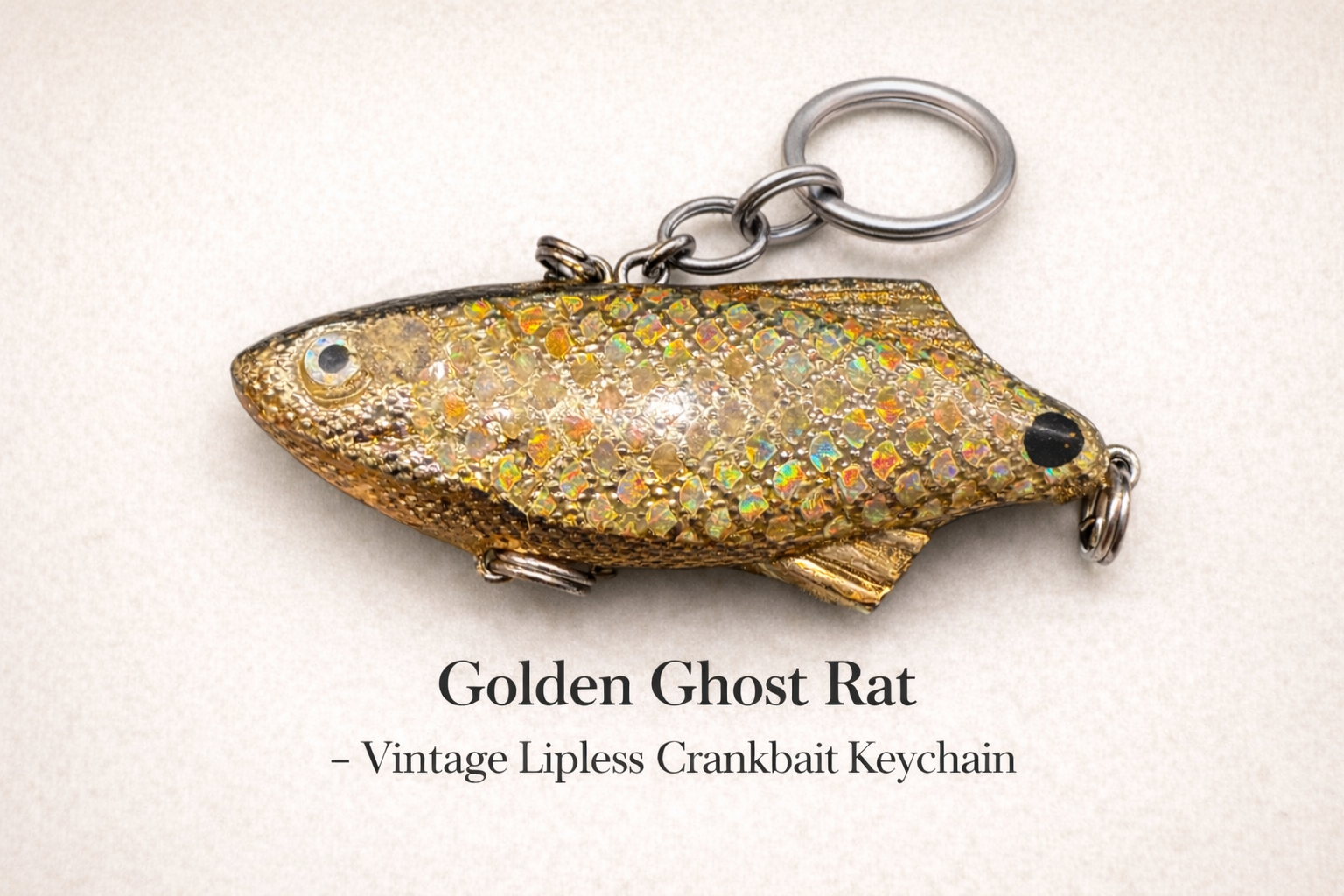 Golden Ghost Rat vintage lipless crankbait keychain
