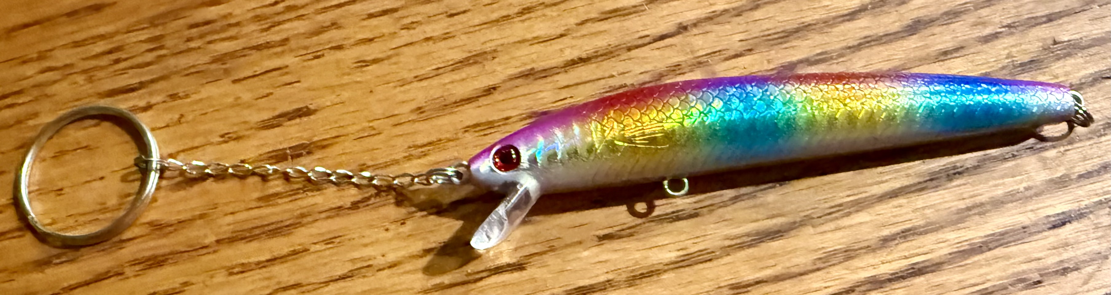Rainbow minnow crankbait keychain