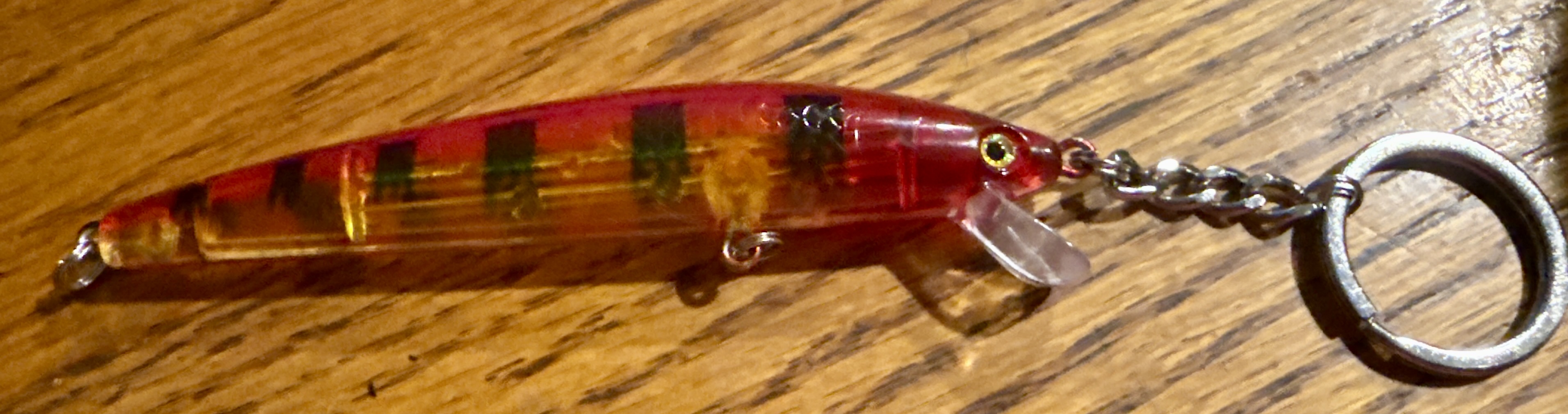 Red and clear minnow crankbait keychain