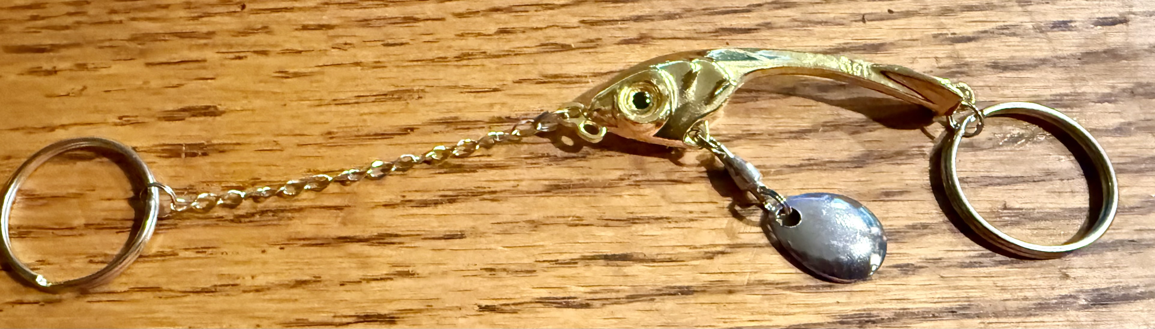 Gold spinnerbait keychain